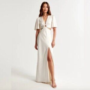 Abercrombie & Fitch Angel Sleeve O-Ring Cutout Maxi Dress